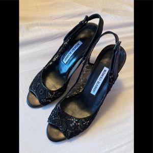 Manolo Blahnick Black Lace Heels